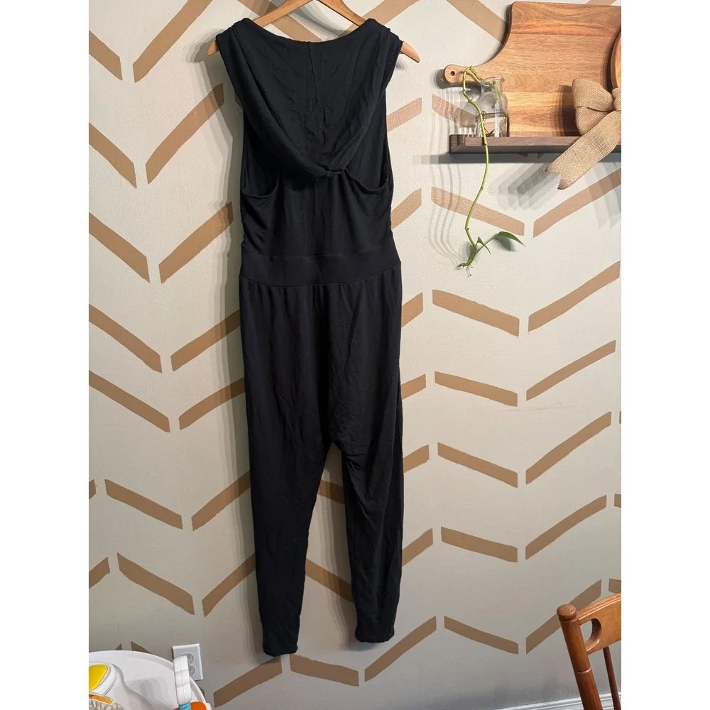 Free People Jumpsuit Womens Large Black Hooded FP Movement OB1777424 - Picture 2 of 5